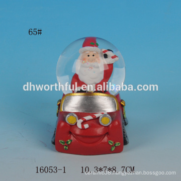 2016 new christmas snow globe,decorative resin car snow globe with santa figurine